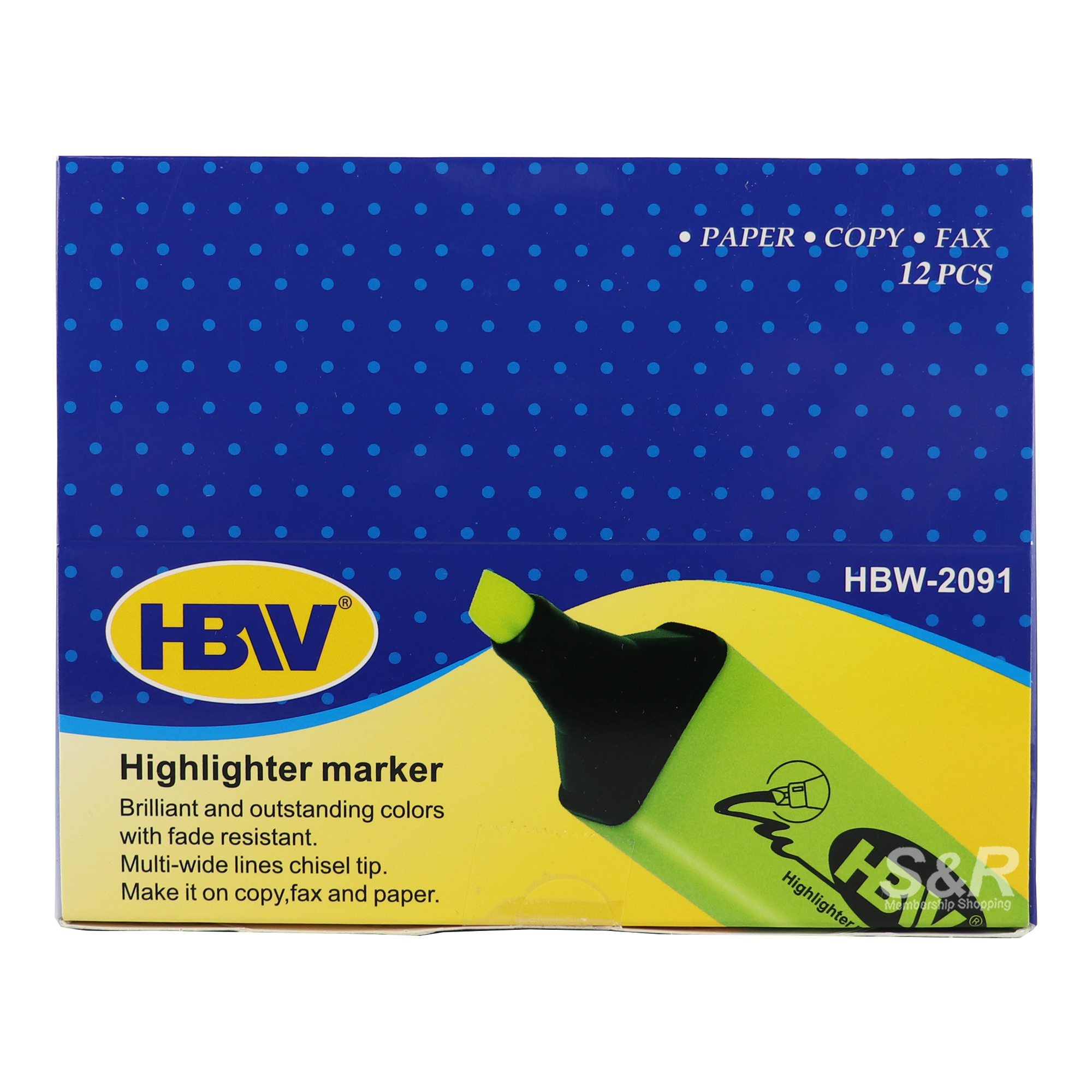 HBW Hilighter Yellow 12pcs HBW Hilighter Yellow 12pcs